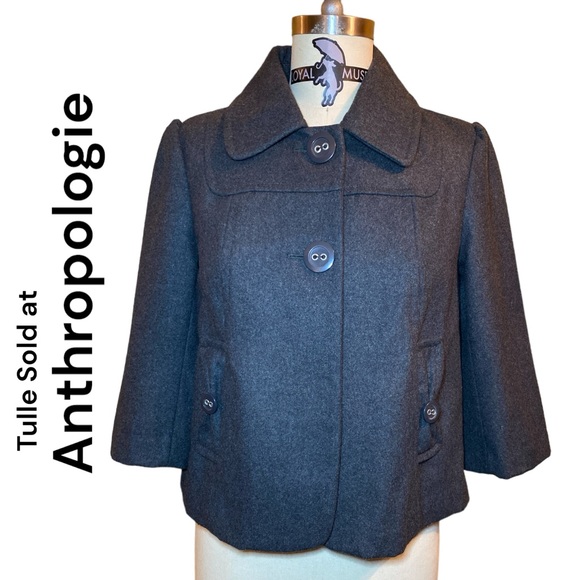 Tulle Jackets & Blazers - Anthropologie | Tulle Brand | Waist Length 3/4 Sleeves Jacket Two Front Pockets